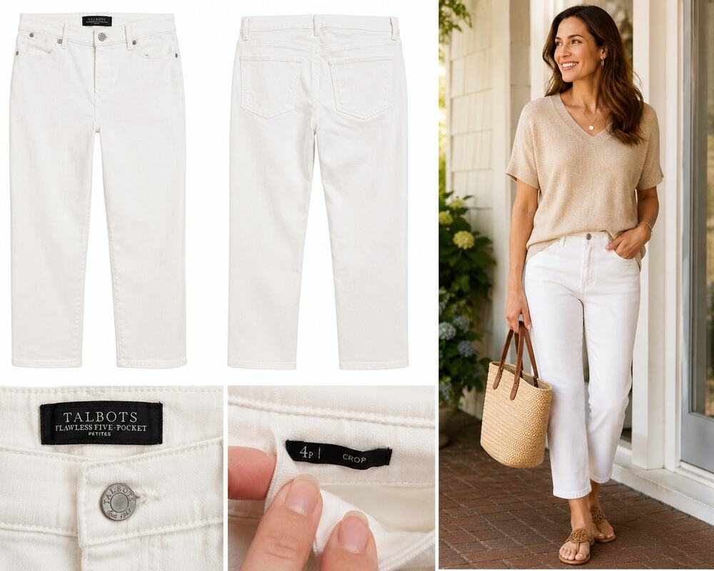 Talbots Flawless Five-Pocket Crop Jeans – Women's Petite Size 4P – White